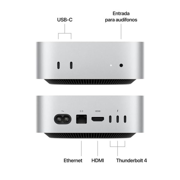 Mac mini: Chip M4 de Apple con CPU de 10 núcleos y GPU de 10 núcleos, 256 GB SSD - Plata Supply