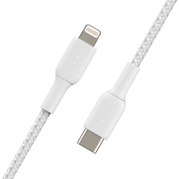 Cable Belkin USB-C a Lightning - 1M - Trenzado - Blanco Online now